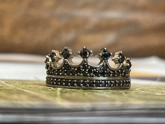 Black Crown Ring black King Ring black Princess Ring black Diamond King Queen Crown Princess Crown Ring handmade Crown Ring silver Ring Etsy Canada