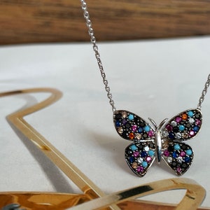 Butterfly necklace,gold butterfly necklace,silver butterfly necklace,butterfly charm necklace,14k gold butterfly necklace,gift her