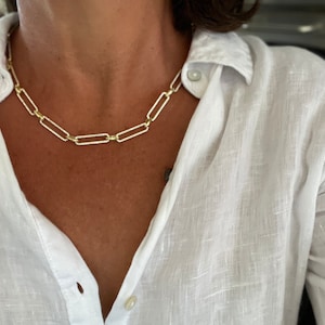 Gold link chain necklace,chunky link chain necklace,big link chain necklace ,paperclip chain necklace,gold carabiner chain necklace