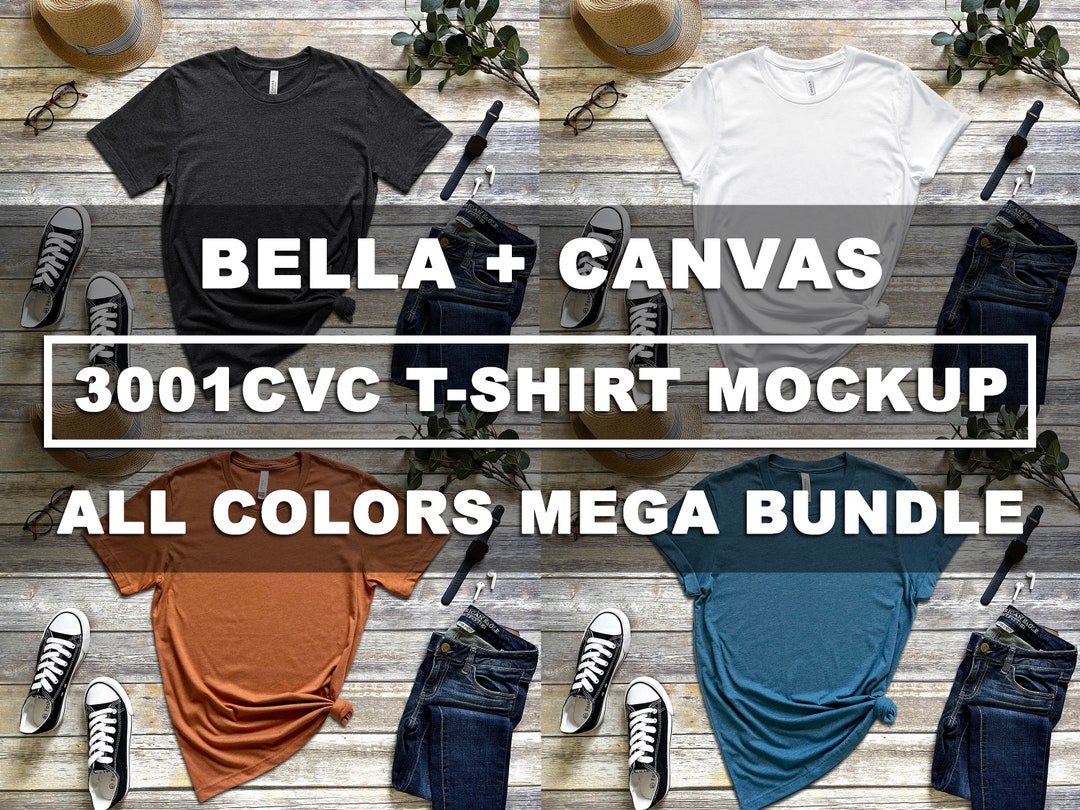 Bella Canvas 3001CVC All Colors Bundle T-shirt Mockup Short Sleeves ...