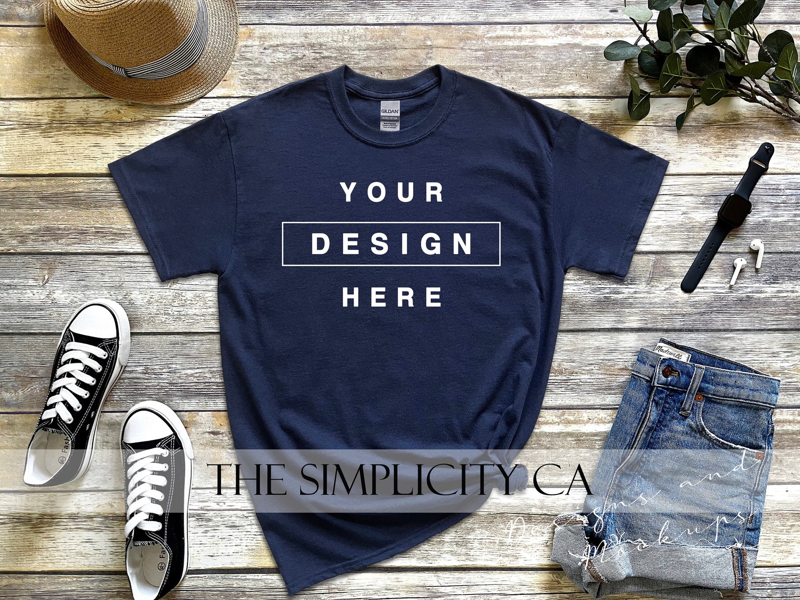 Download Gildan 2000 Ultra Cotton Navy T-Shirt Mockup Short Sleeves | Etsy