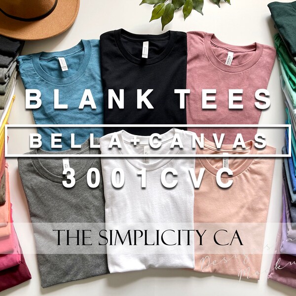 Blank Bella Canvas 3001 CVC Plain T-shirt for your DIY Project | Print on Demand | POD | Merch | Custom Printing | Solid & Heather Color