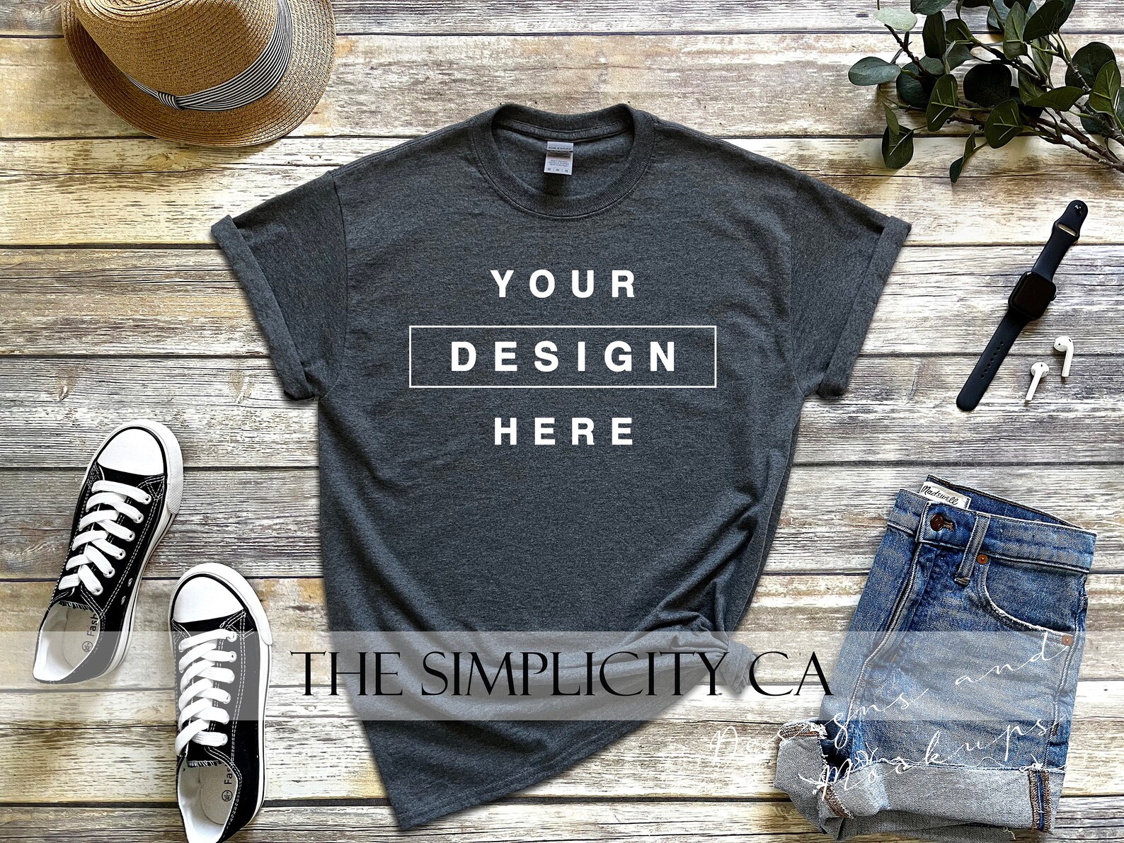 Download Gildan 2000 Ultra Baumwolle dunkle Heather T-Shirt Mockup | Etsy