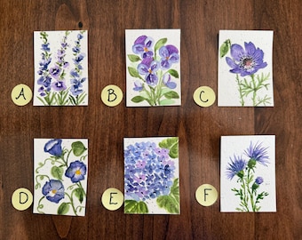 ACEO Purple Flowers cards