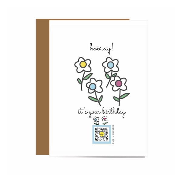 Hooray It's Your Birthday Singing Birthday Card - Birthday Greeting Card - QR Code Card - Birthday Card - Eco friendly Card - Card