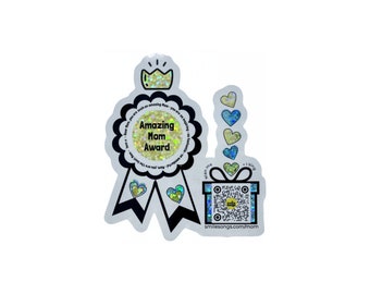 Amazing Mom Award QR Code Vinyl Die Cut Sticker - Glitter Sticker - Die-Cut Sticker - Mothers Day Gift - Small Sticker -Water Bottle Sticker