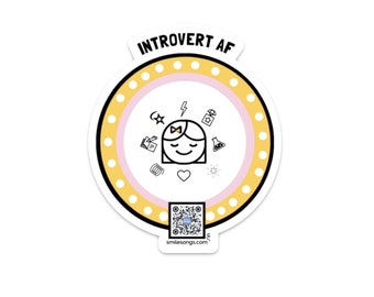 Introvert AF Die-Cut Vinyl Sticker - Introvert Sticker - QR Code Gift - Die-Cut Sticker - Cute Sticker - Sticker Gift - Introvert Stickers