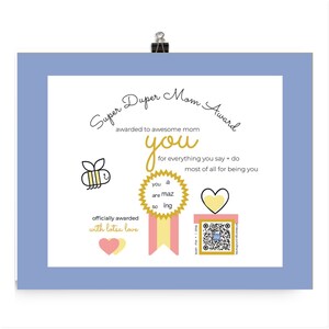 Super Duper Mom Zertifikat 8 x 10 Kunstdruck - Muttertagsgeschenk - Award Zertifikat - Eco Kunstdruck - Kunstdruck - Muttertagskarte - Mama Geschenk