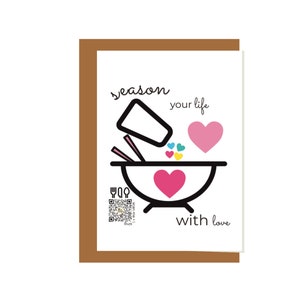 Tempere sua vida com amor cantando cartão - cartão para amantes de culinária - cartão foodie - cartão pensando em você - cartão de positividade