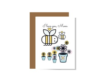 I Love You Mom Singing Greeting Card - Mother's Day Card - QR Code Gift - Mom Card - Mom's Card - Mom Gift - Gift for Mom - Bee Art for Mom