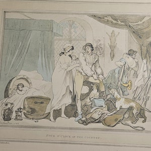 set of 2 vtg English lithographs, framed // artist T. Rowlandson (1757-1827) // original etching published 1788