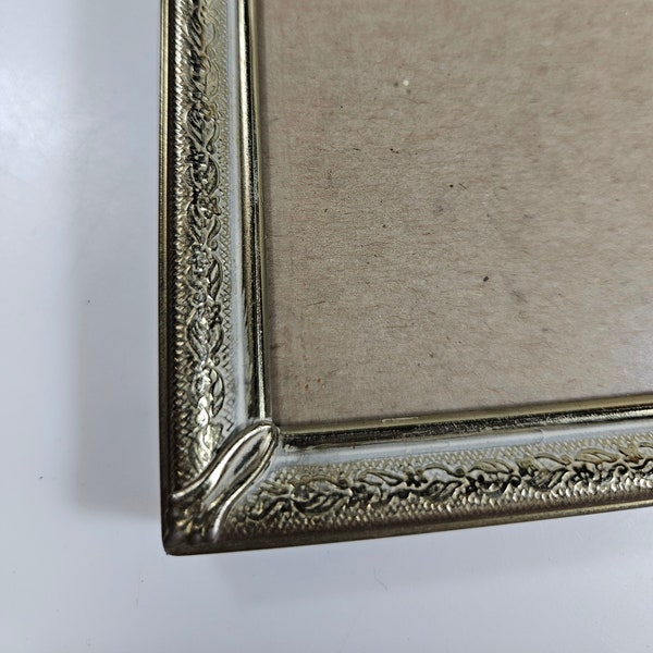 vtg 18 x 8 inch panoramic gold metal picture frame // tabletop or horiz hanging // antique gold scrolled metal frame, 1930s-50s