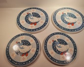 4 vintage 1980s enameled cast iron burner covers with ducks, B D