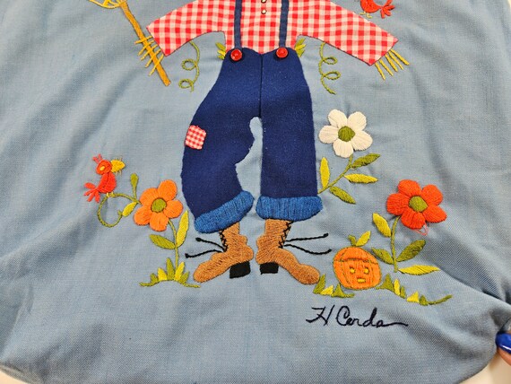 vtg handmade Scarecrow cloth bag - image 2