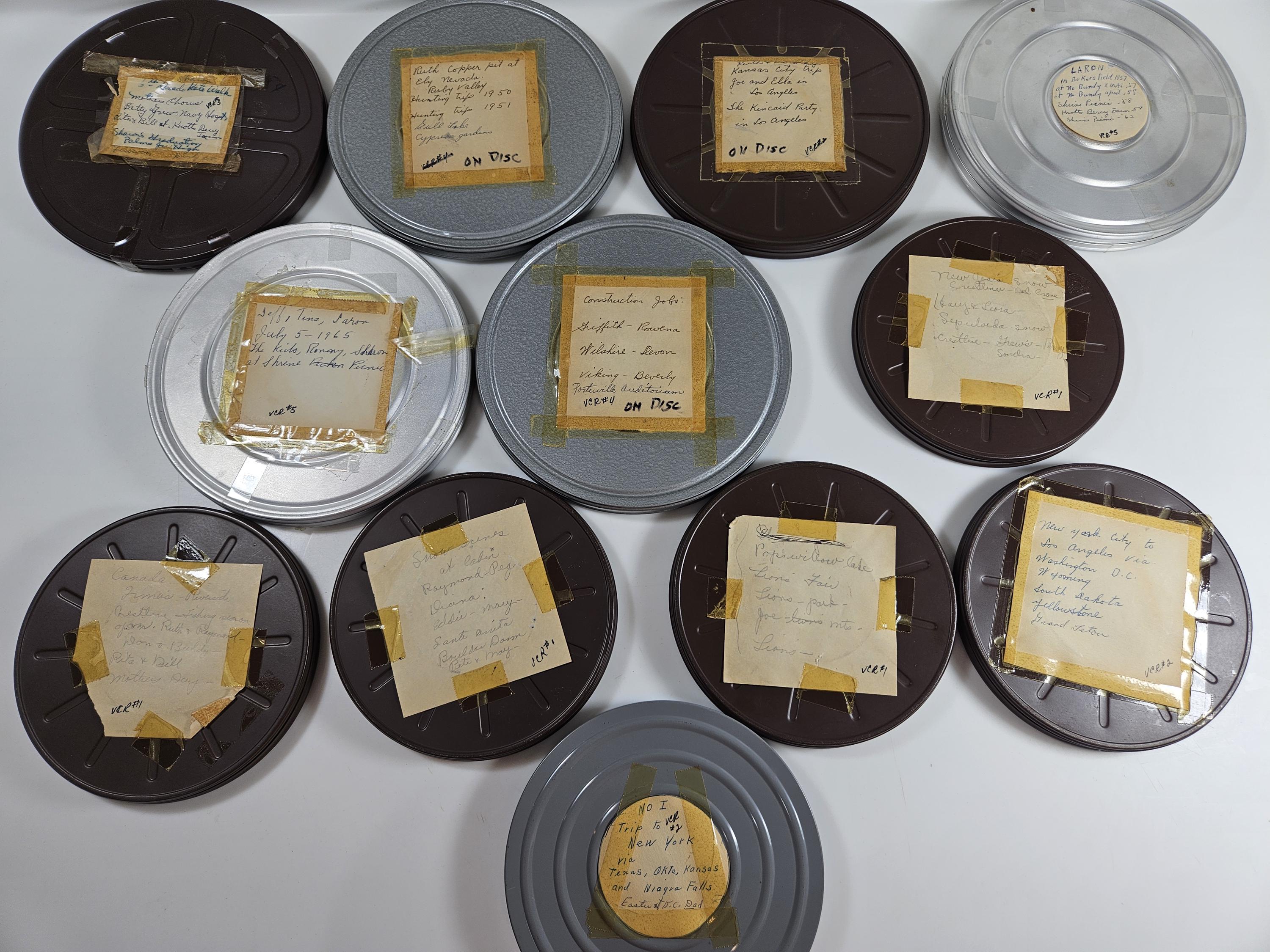 choose your vtg super 8 film reel, filmed home movies, each labelled // 1950 - 1960s