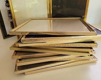 vtg 8 x 10 inch metal picture frames, 2 or 3 piece sets or double hinged