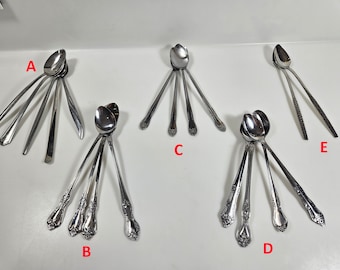 set of 2, 4, or 5 long vtg spoons, 8 inches long // Stainless Steel Iced Tea Spoons, Sundae Spoon Set, Long Teaspoons