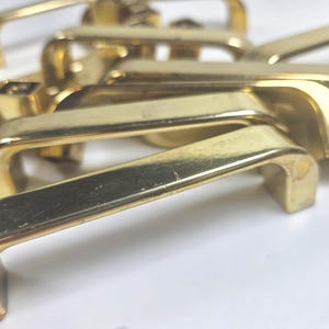 vtg brass handles, you choose quantity // 3.4 inches wide screwhole to screwhole // tarnished, scratched, rustic