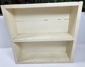rustic old wood handmade shelf painted off-white, 12.5" w x 12" h x 3.75" d