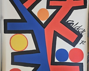vtg Alexander Calder large poster size lithograph print, "Asymétrie" or "Asymmetry" // choose framed or unframed // 32 x 23 inches