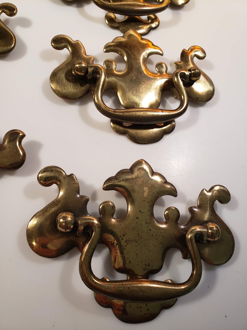 Vintage Chippendale Antique Brass Batwing Drawer Pulls 4 Etsy