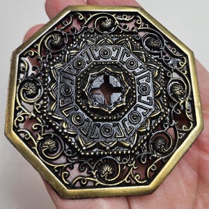vtg NOS unused floral cabinet medallion, Knob Backplate, 2.6" diam // choose your qty