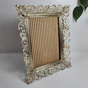 vtg gold metal frame for 5x7 inch photo, choose with glass or without // scrolled floral design