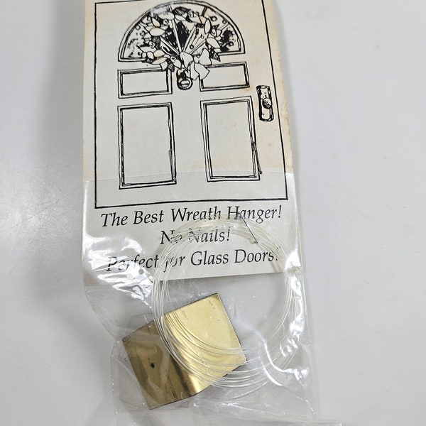 vtg new unwrapped Chrissy's Clamp invisible wreath hanger, solid brass // no nails // perfect for glass doors