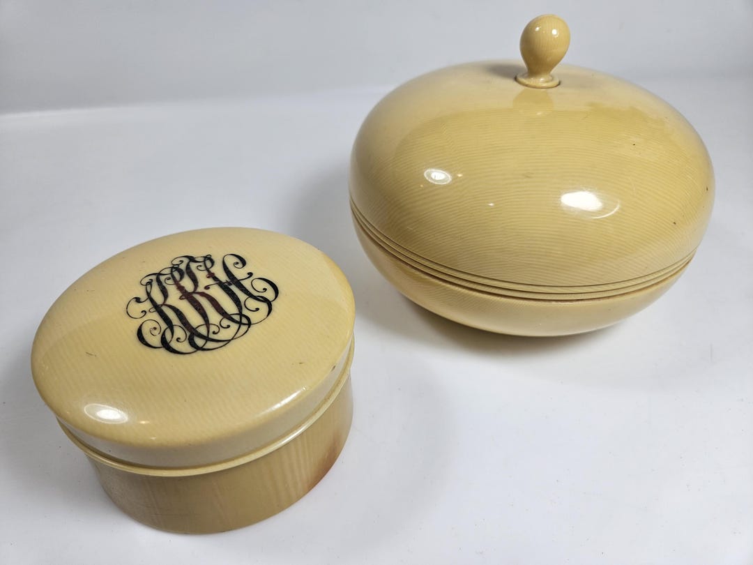 Pyralin Design Antique Celluloid Powder Jars, 1890s-1930s, for Choice // Larger Jar ...