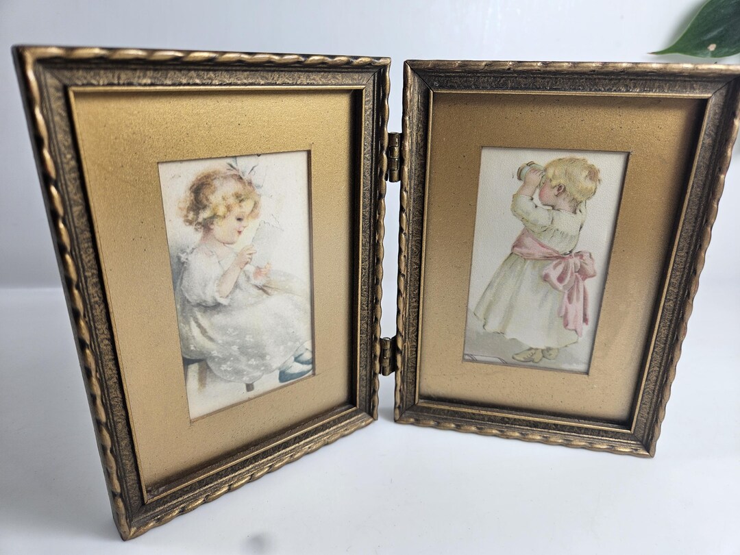 Vtg Double 5 X 3.5 Inch Gold Picture Frame for Tabletop Display - Etsy