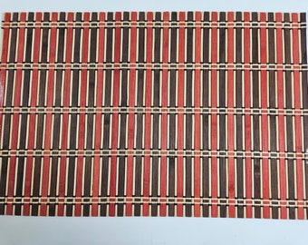 4 vintage bamboo place mats, orange and brown