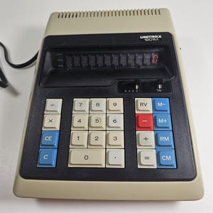 vtg 1970s Unitrex 1201M Calculator, working, plug-in // made in Japan // 9.75 x 7 x 2.5 inches