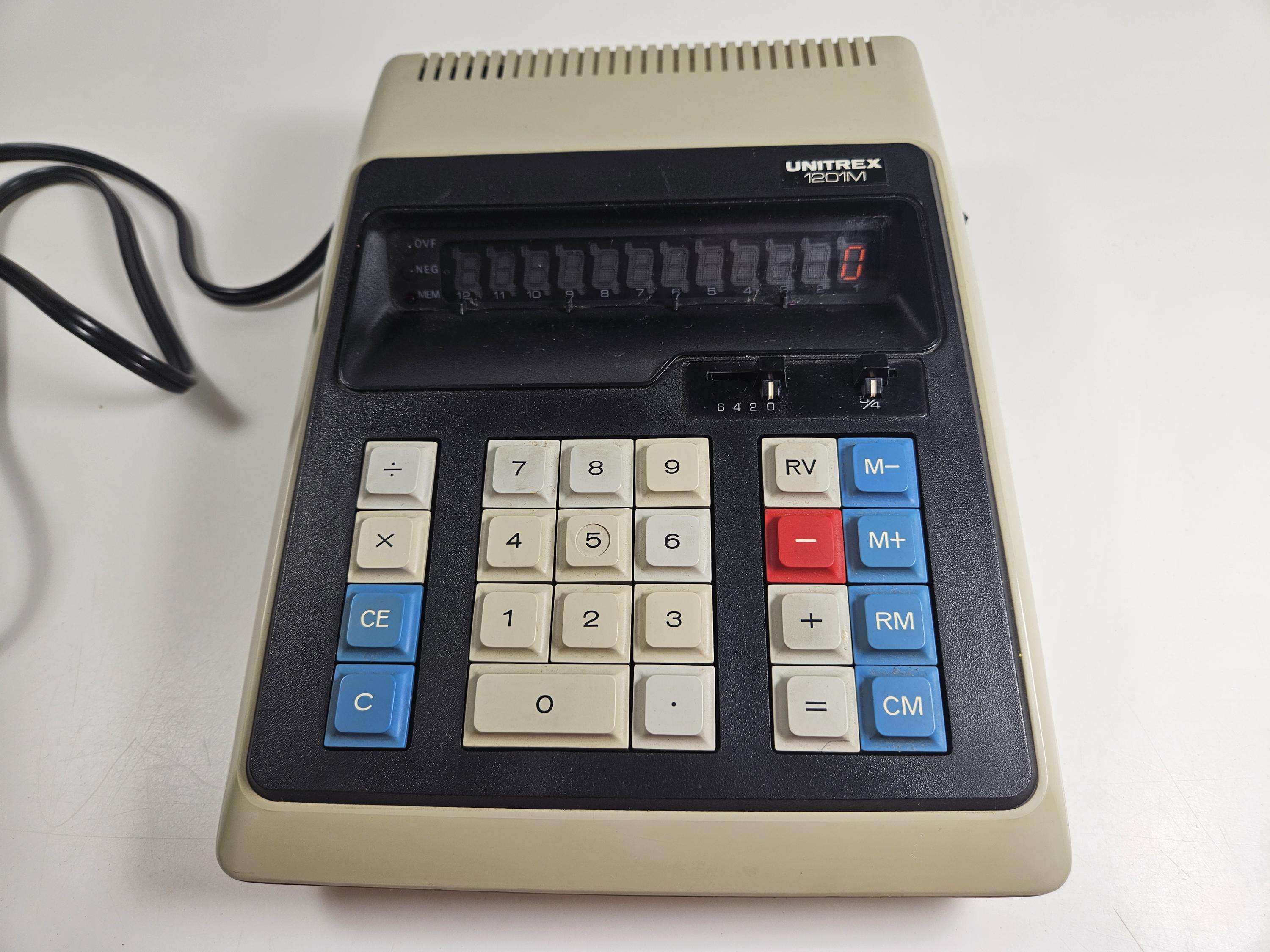 Vtg 1970s Unitrex 1201M Calculator, Working, Plug-in // Made in