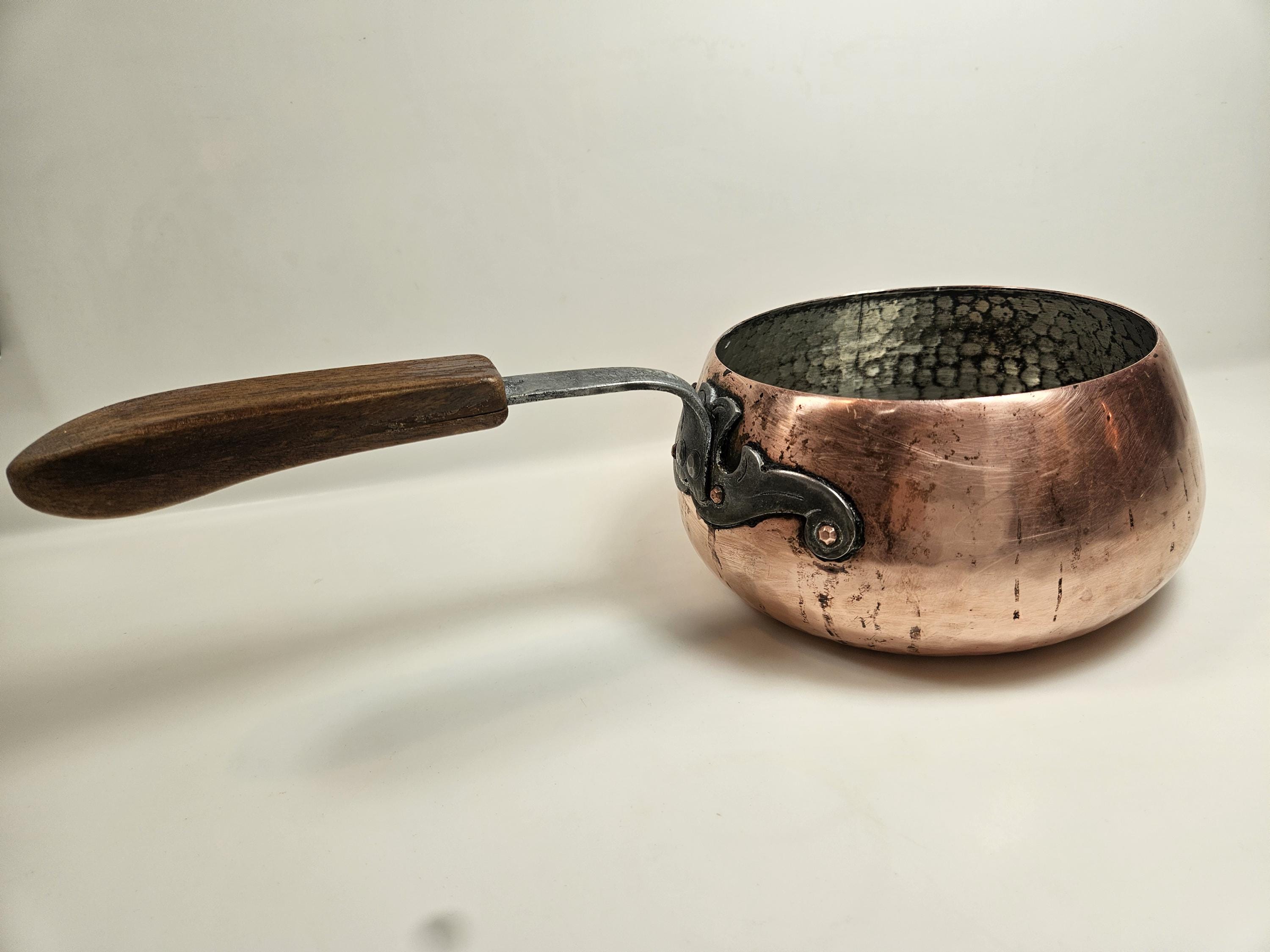 Vtg Swiss Stockli Nestal Heavy Duty Hammered Copper Cookpot // 1.7