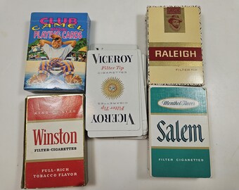 cigarette flavor cards Vintage 1970's Merit Cigarettes Sealed & Unused Standard Playing Cards Deck  Set in Box - Retro Smoking Decor - Game Room Decor
