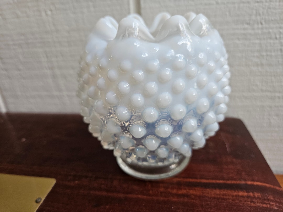 1940s Fenton French White Opalescent Hobnail Rose Bowl // 4.5 Inches ...