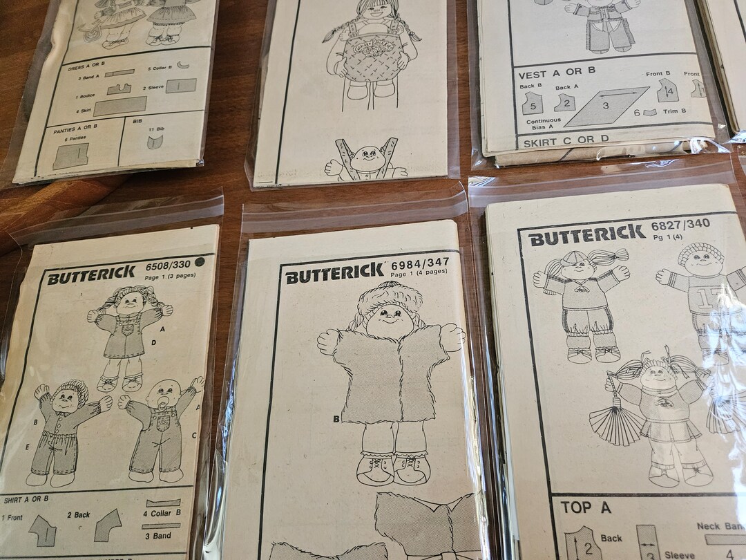 9-piece Cabbage Patch Kids Sewing Patterns for Clothing and Accessories ...