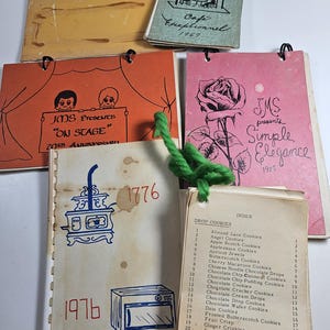 a collection of 6 handbound recipe books, 1960s-70s