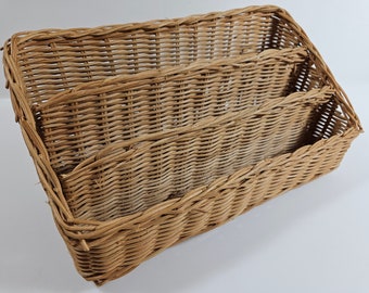 desktop rectangular organizing wicker basket, 10.5 x 5 x 5 inches