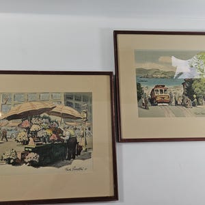 choose your original signed Frank Serratoni San Francisco watercolor and pencil painting // 15 x 13.75 inch framed