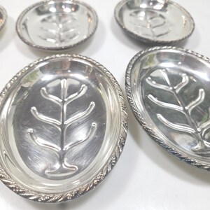 6 silverplate individual table dishes, great for butter pats, condiments, nuts, candies // 4.75 x 3.5 x 0.5 inches