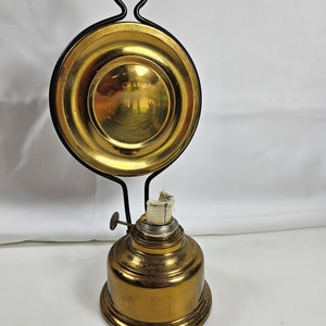 Brass and copper oil lamp, wall mount or tabletop // 12.25 inches tall