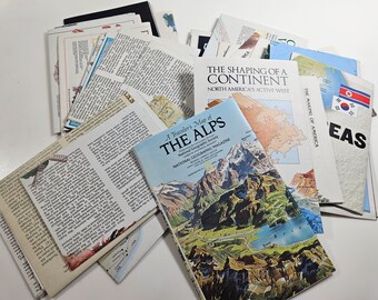 31 vtg 1980s paper maps, fold-outs from National Geographic Magazines