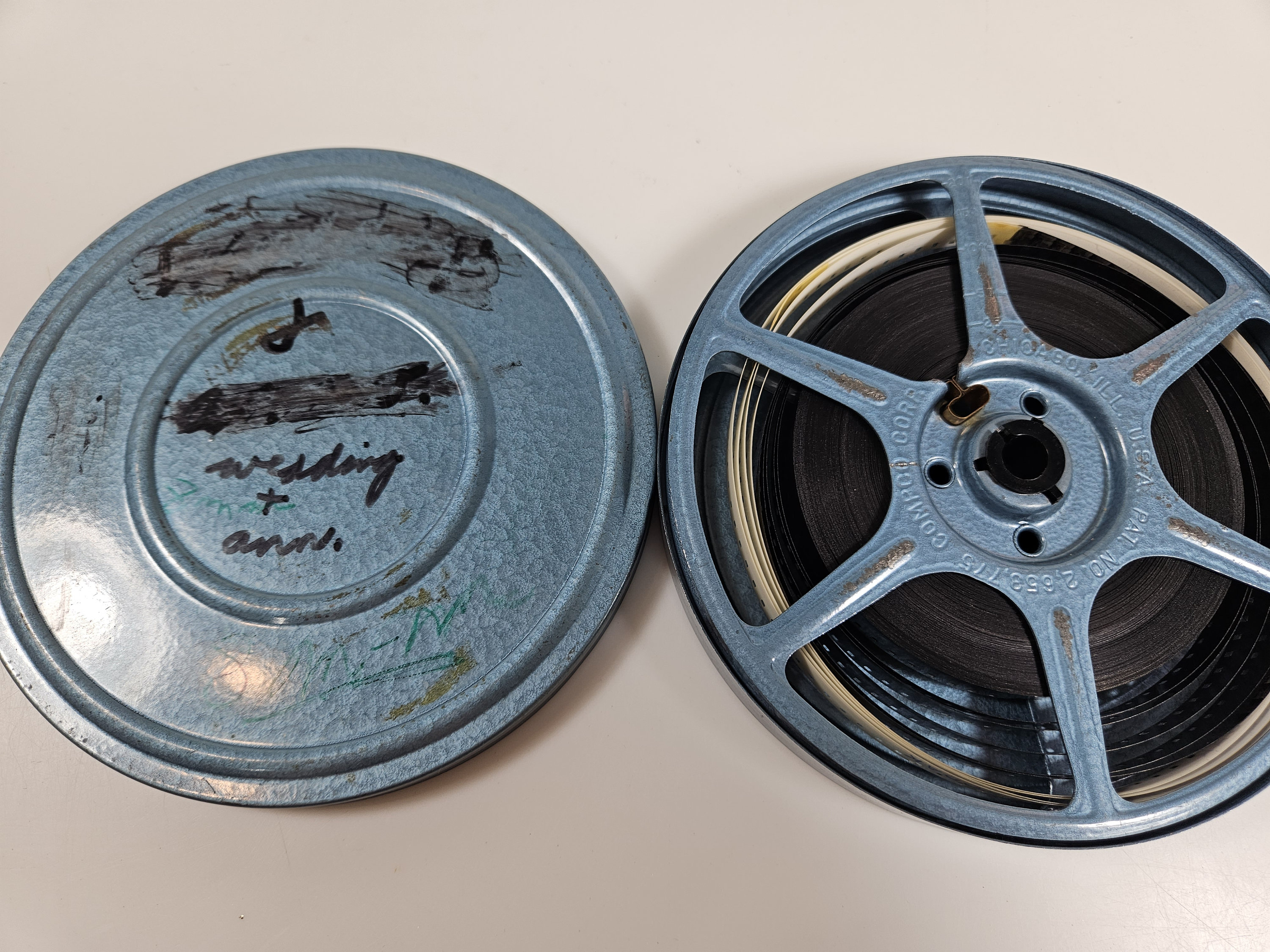 Vintage collection 8 mm cinema film reel. Retro design colorful