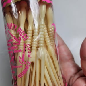 unopened pack 36 vtg MCM plastic cocktail picks // 3.5 inch lengths // appetizer forks