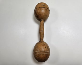 antique 1/4 pound wood dumbbell // 7.5 inches long