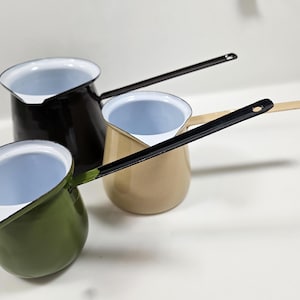 choose your vtg Enameled Cast Iron Milk or Butter Warmer // 1, 1.5, or 2.5 cup capacity