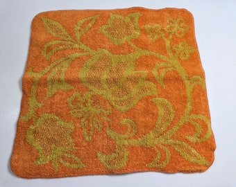 vtg 1960s orange and gold wash cloth // Lady Pepperell