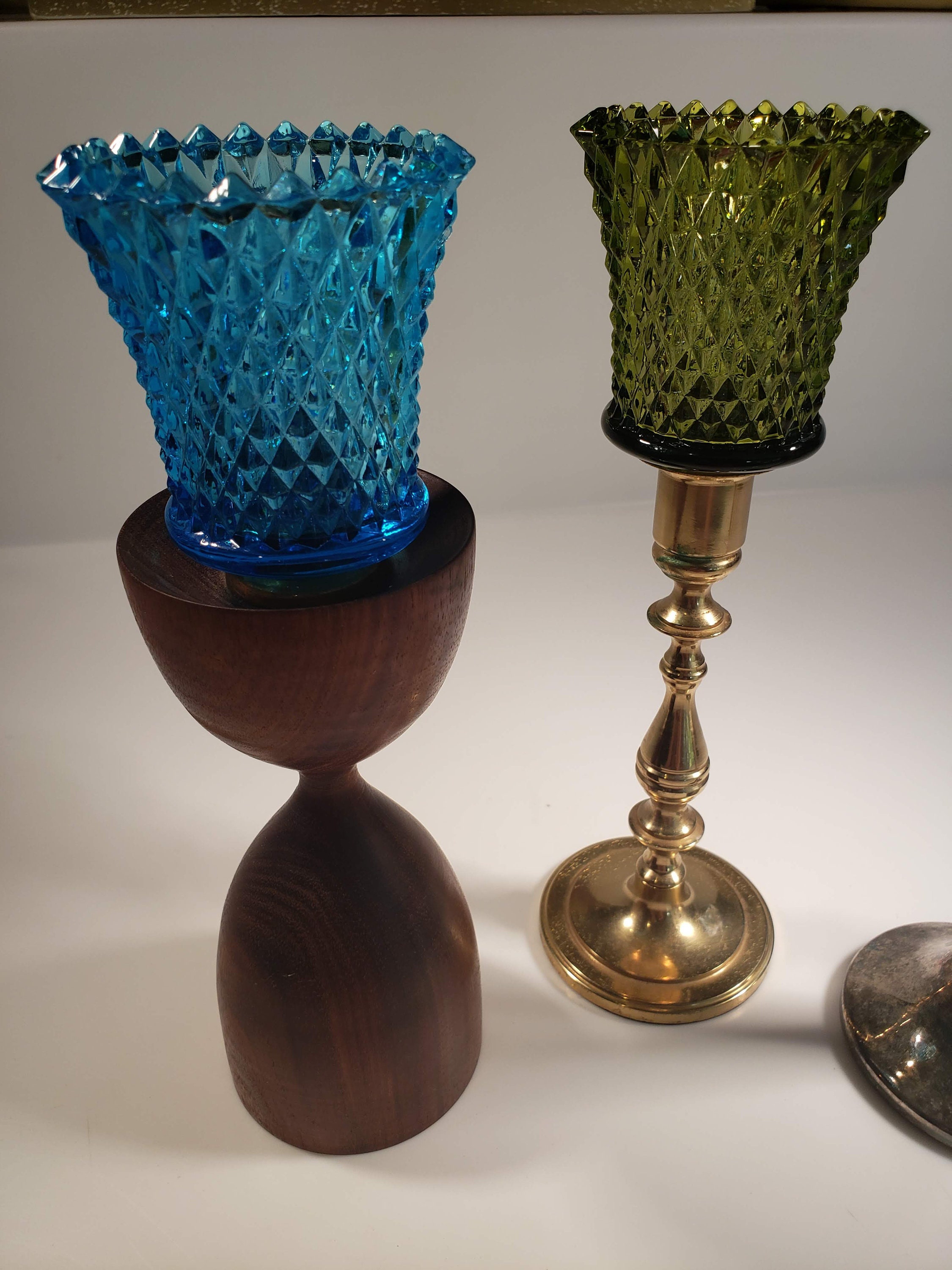 Vintage glass candle holder insert many color and pattern Etsy