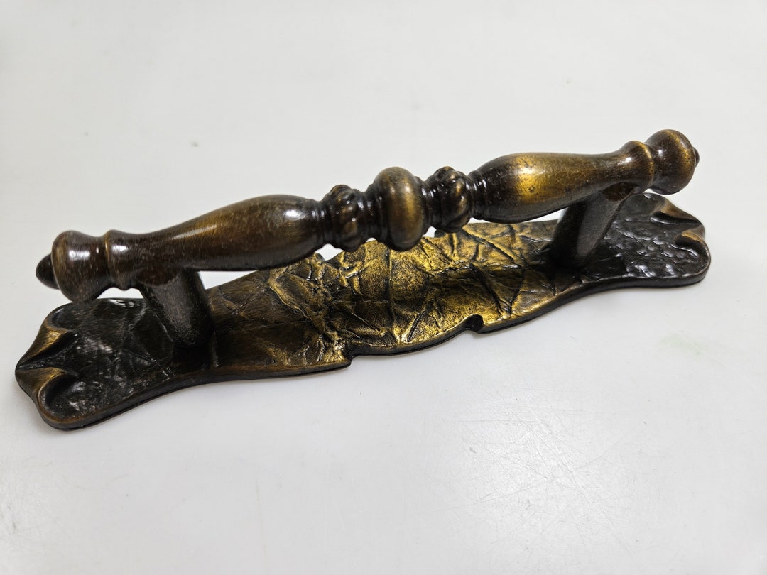 Vtg Metal Drawer Pull Handle With Backplate 3 Inches Between Each